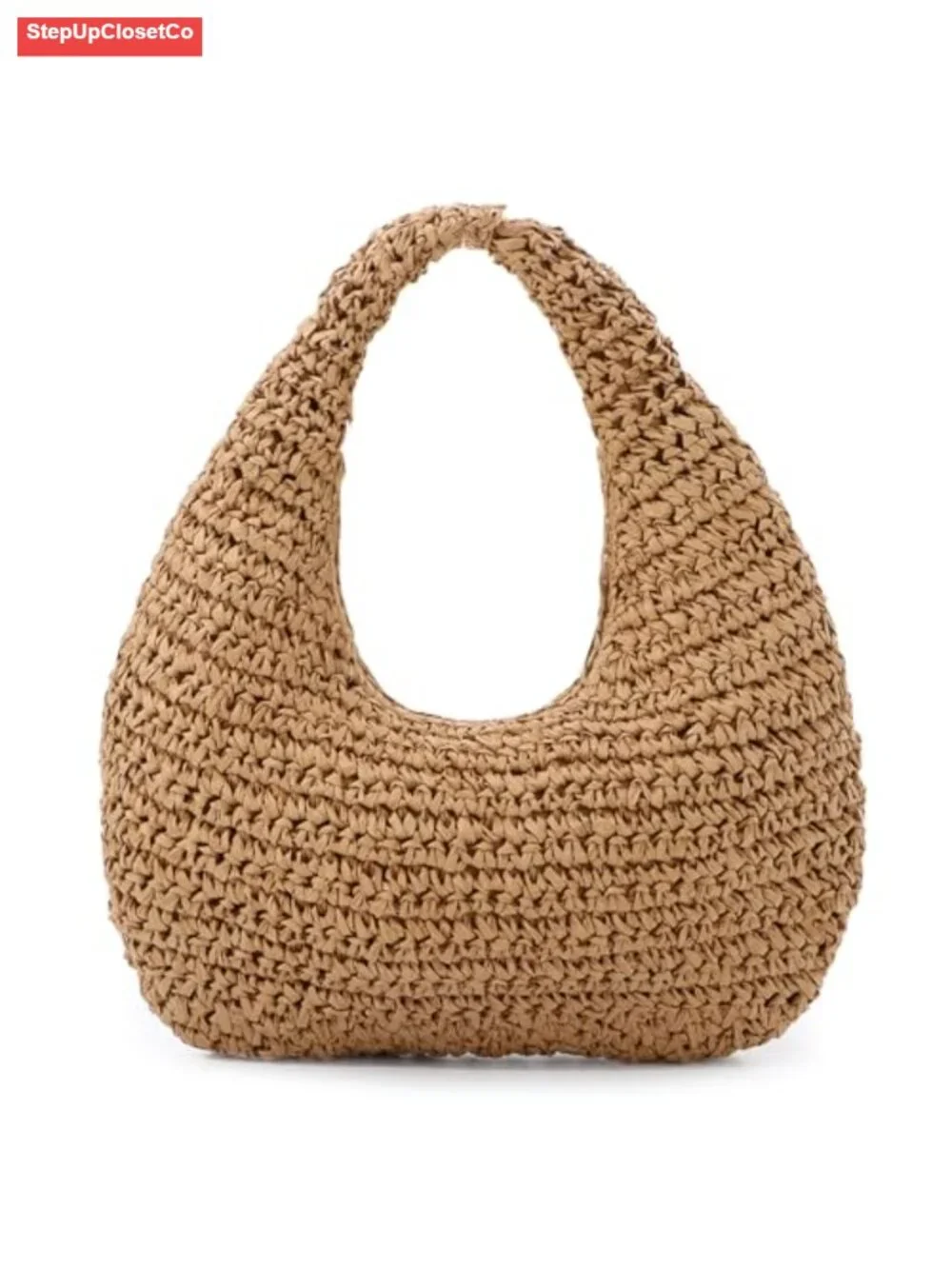 Handwoven Straw Shoulder Bag Summer Beach Tote Hobo Purse
